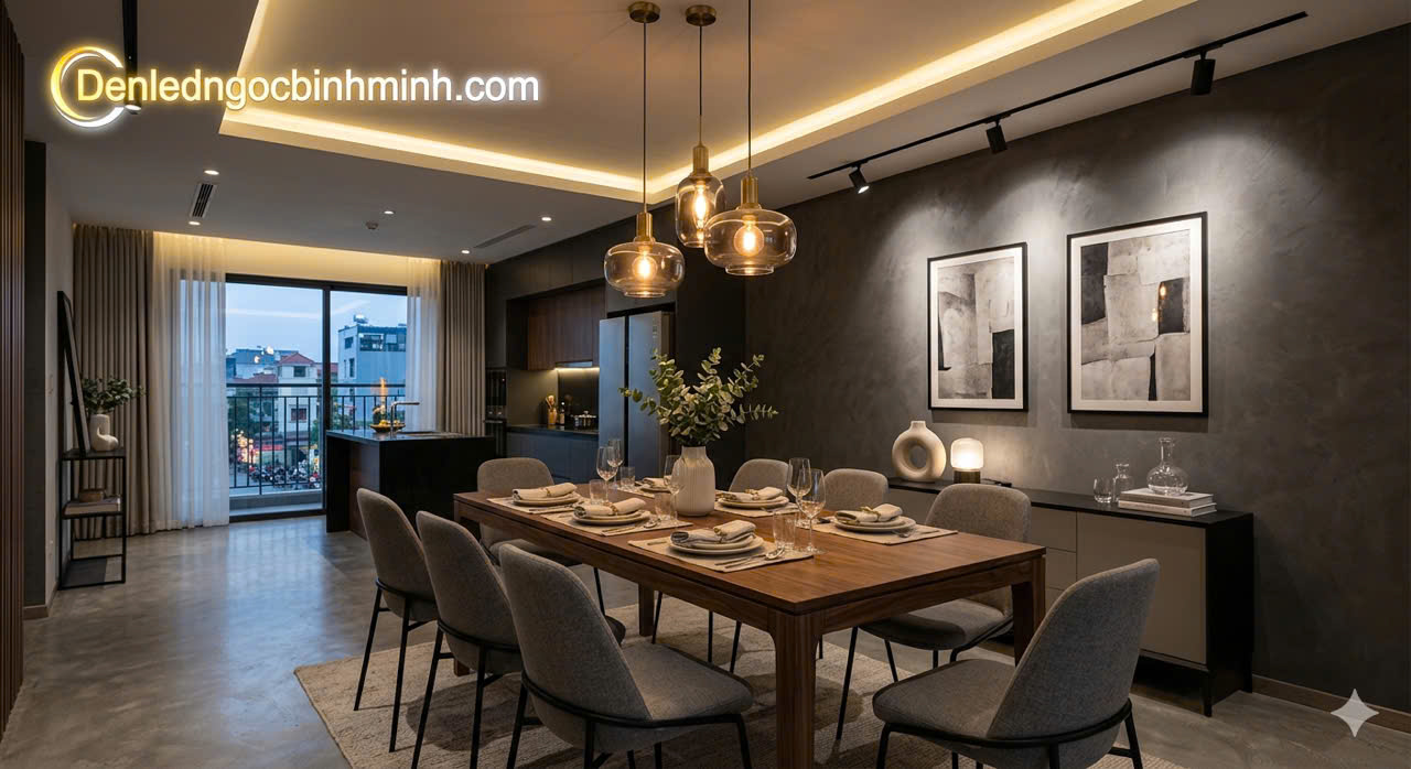 Bí quyết chiếu sáng hiệu quả cho khu vực nhà ăn cùng Đèn Led Ngọc Bình Minh